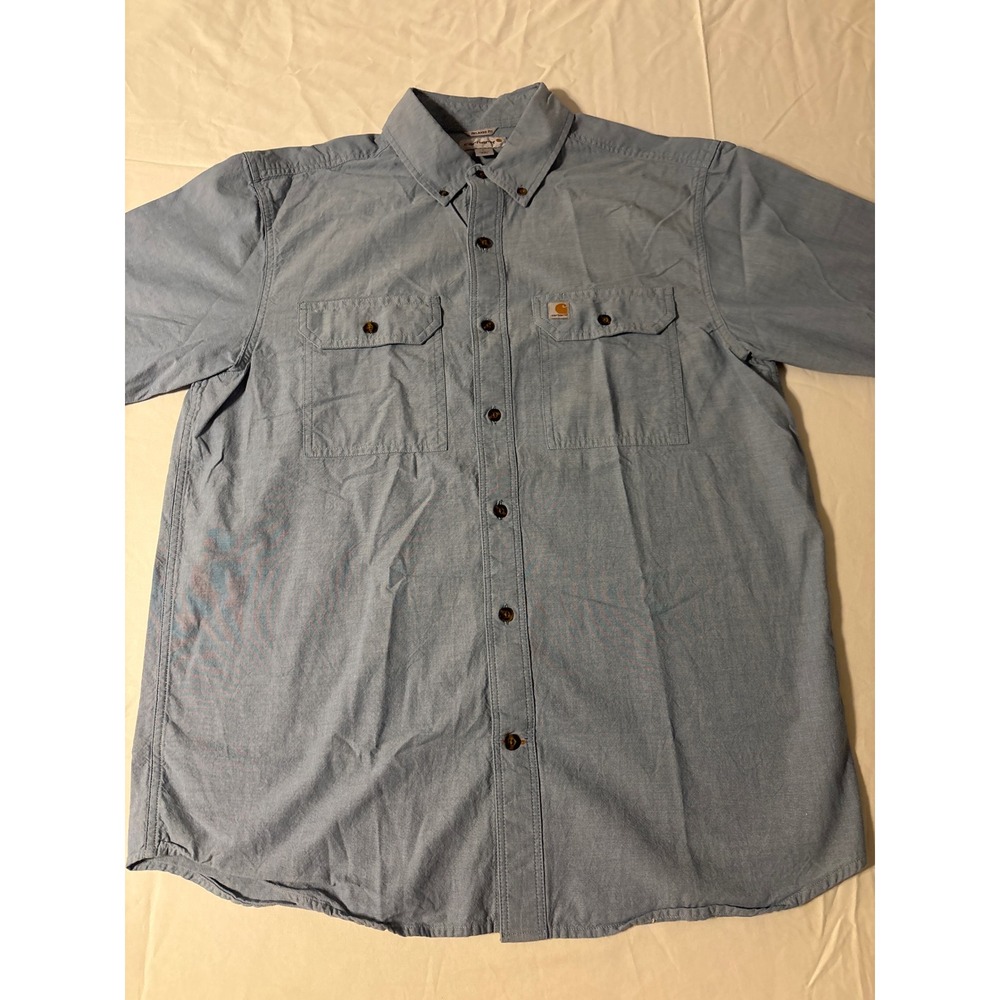 Carhartt Button Down Shirt Mens Large Blue long Sleeve Relaxed Fit